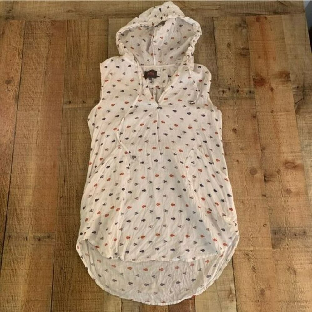 Forcynthia Beachwear linen with fish print swim hooded suit cover up women’s -S